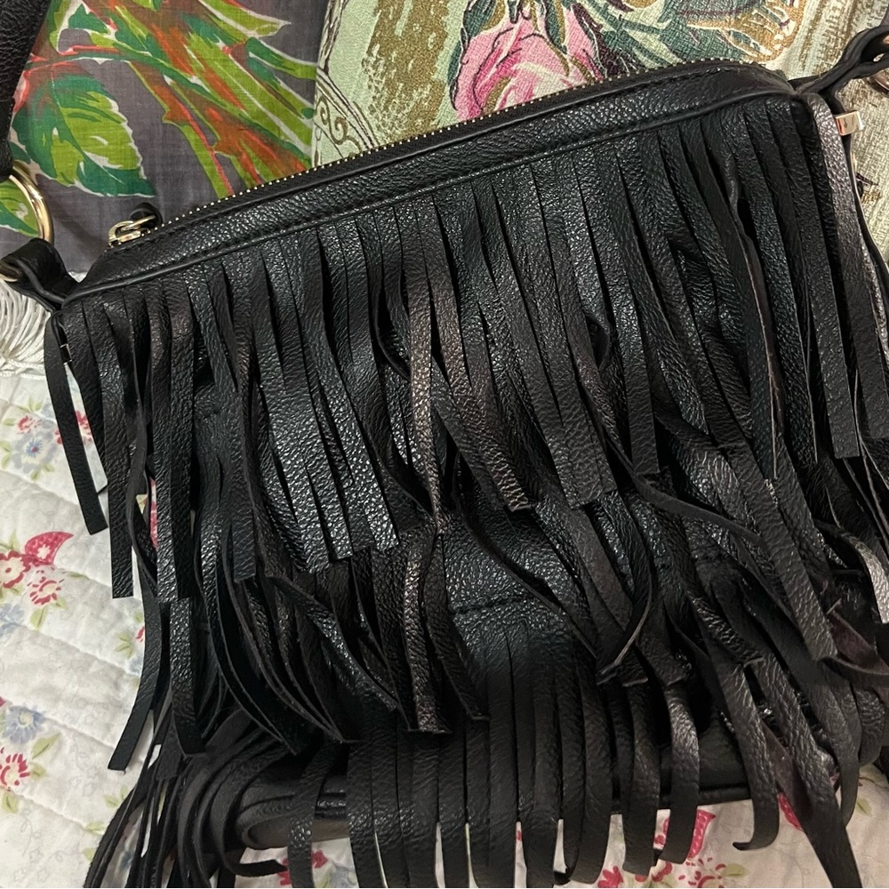 Nine West Black Fringe Crossbody Bag